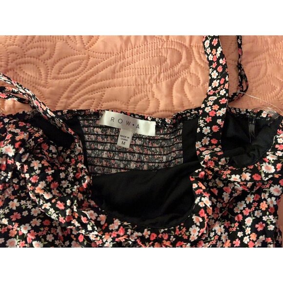 Row A Floral Multicolored/Mini dress M smock stretch back - Picture 13 of 15